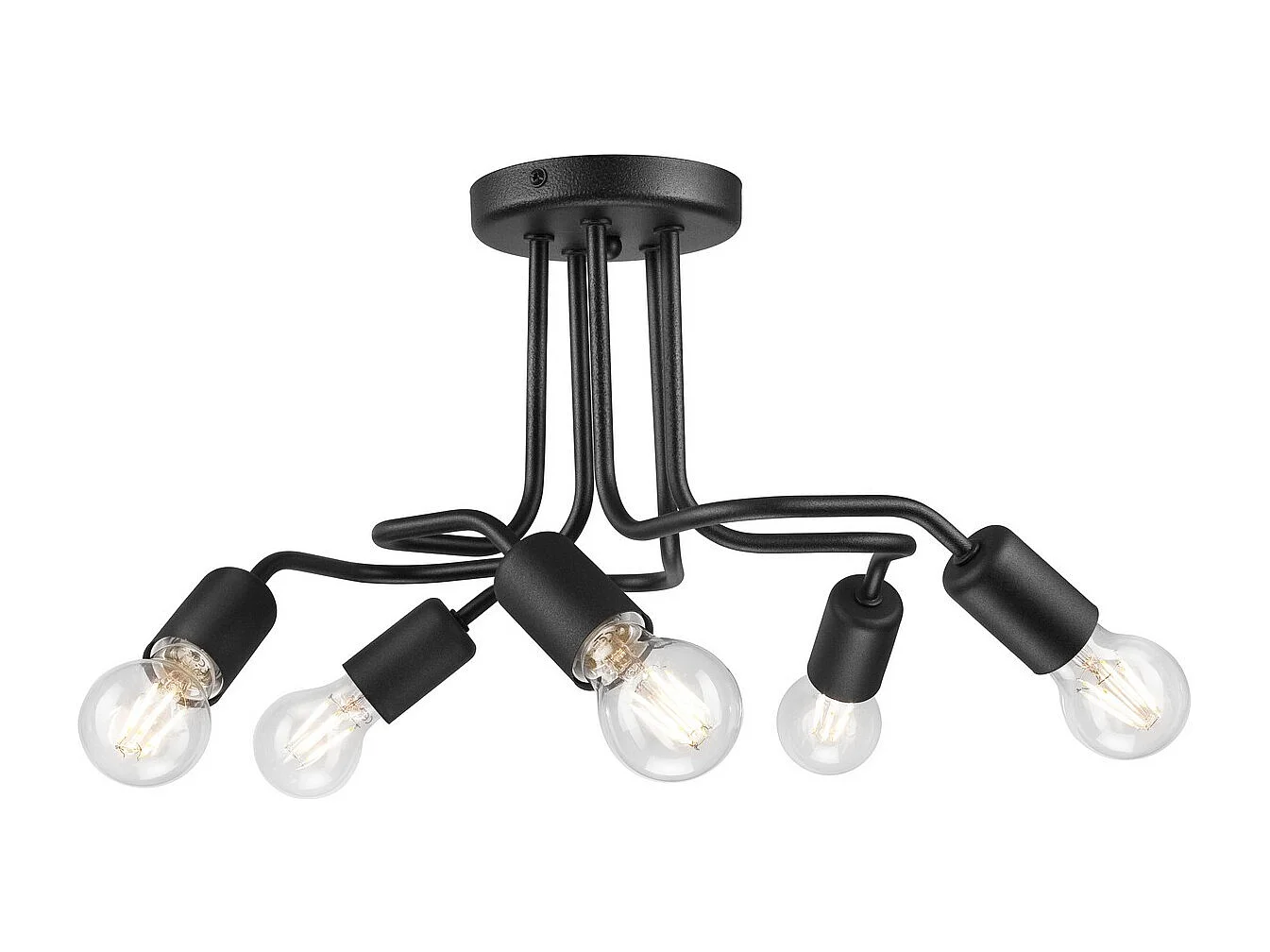 Plafondlamp Charlie, Zwart, 26x44x40 cm, Seven Design