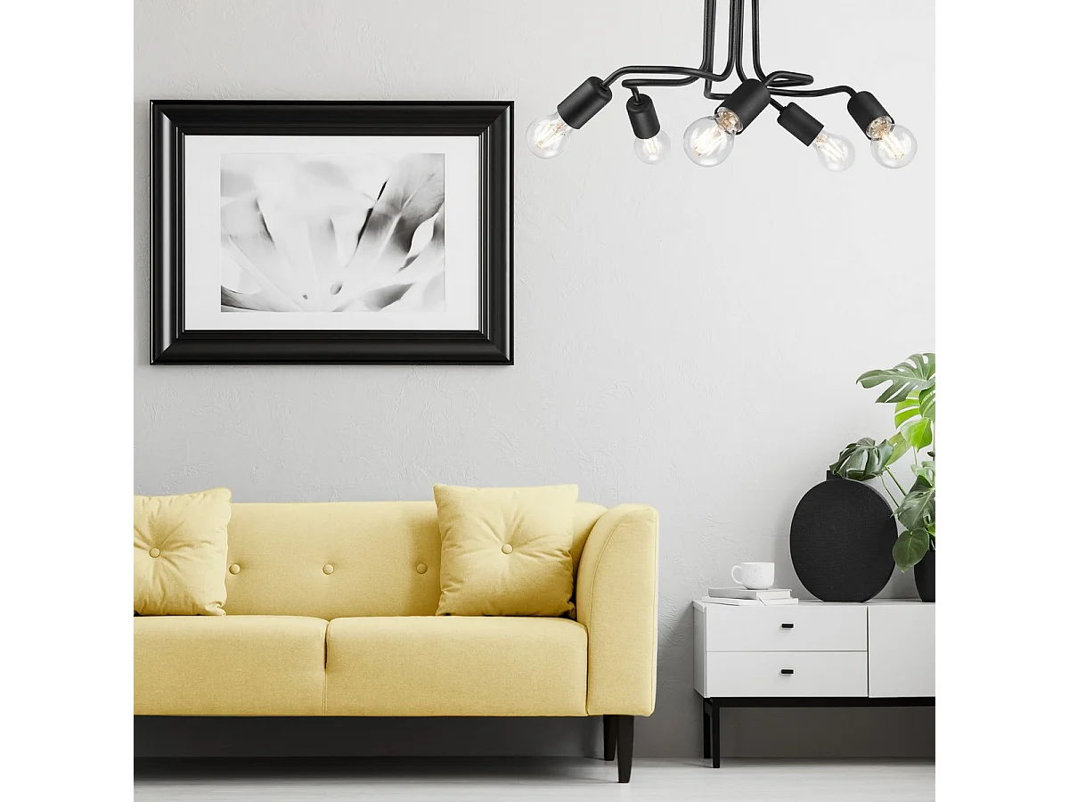 Plafondlamp Charlie, Zwart, 26x44x40 cm, Seven Design