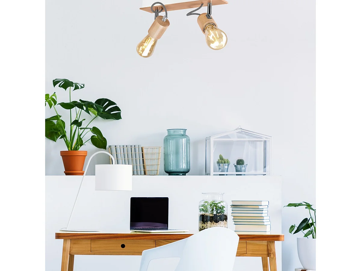 Plafonnier Gustavo 2, Marron, 13x33x10 cm, Seven Design