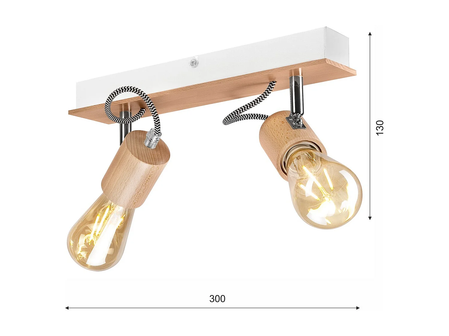 Plafonnier Gustavo 2, Marron, 13x33x10 cm, Seven Design