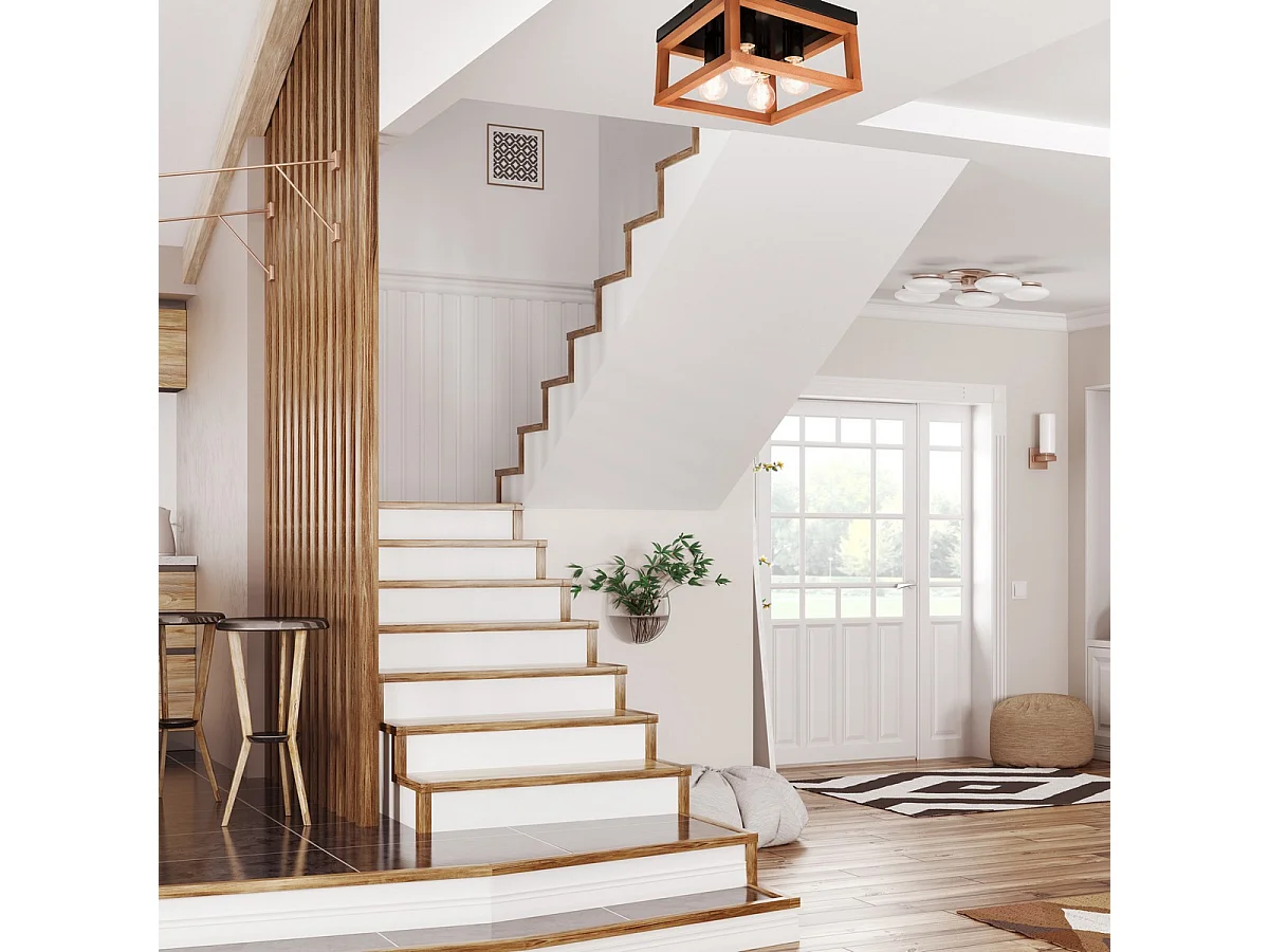 Plafonnier Villy 5, Marron, 16,5x30x30 cm, Seven Design