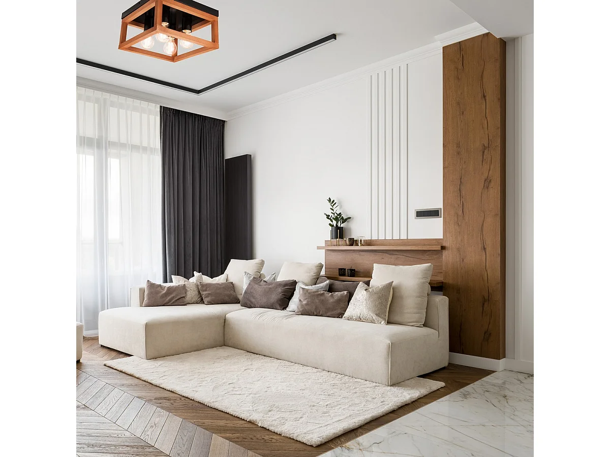 Plafonnier Villy 5, Marron, 16,5x30x30 cm, Seven Design