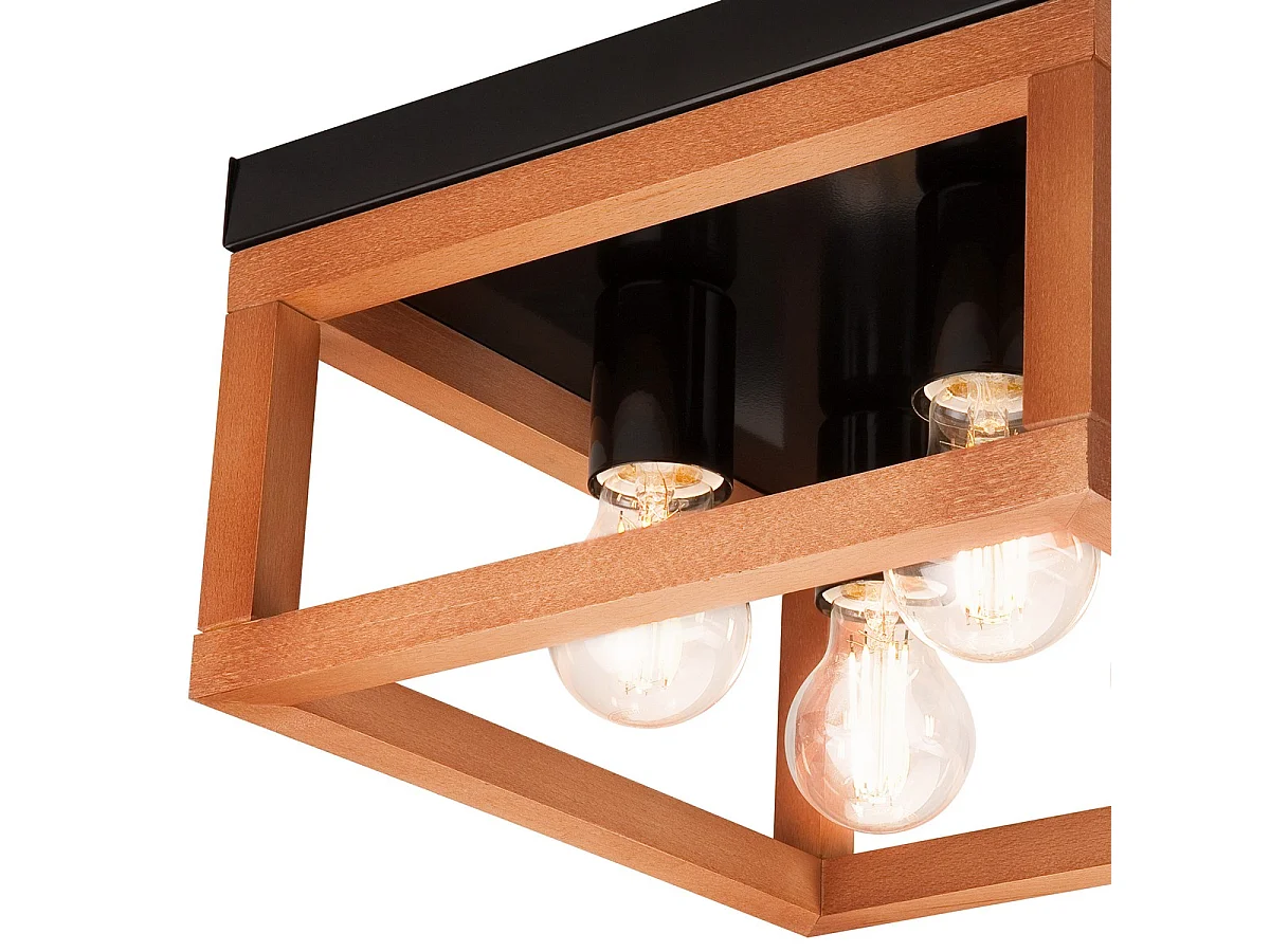 Plafonnier Villy 5, Marron, 16,5x30x30 cm, Seven Design