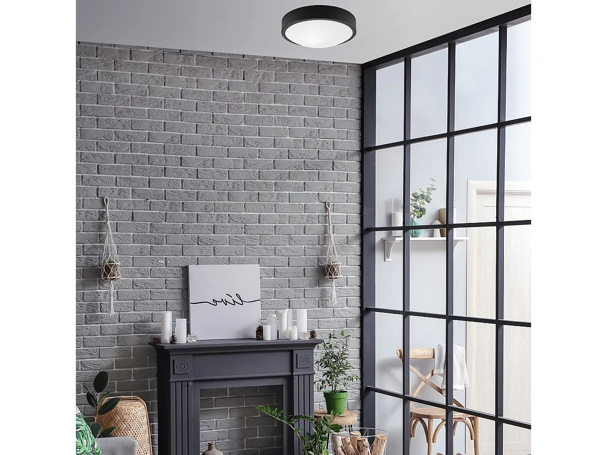 Plafondlamp Jonas, Zwart, 8x26x26 cm, Seven Design