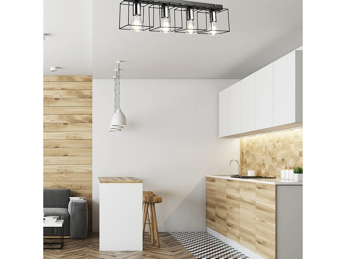 Plafonnier Mika 10, Noir, 17x61x13 cm, Seven Design