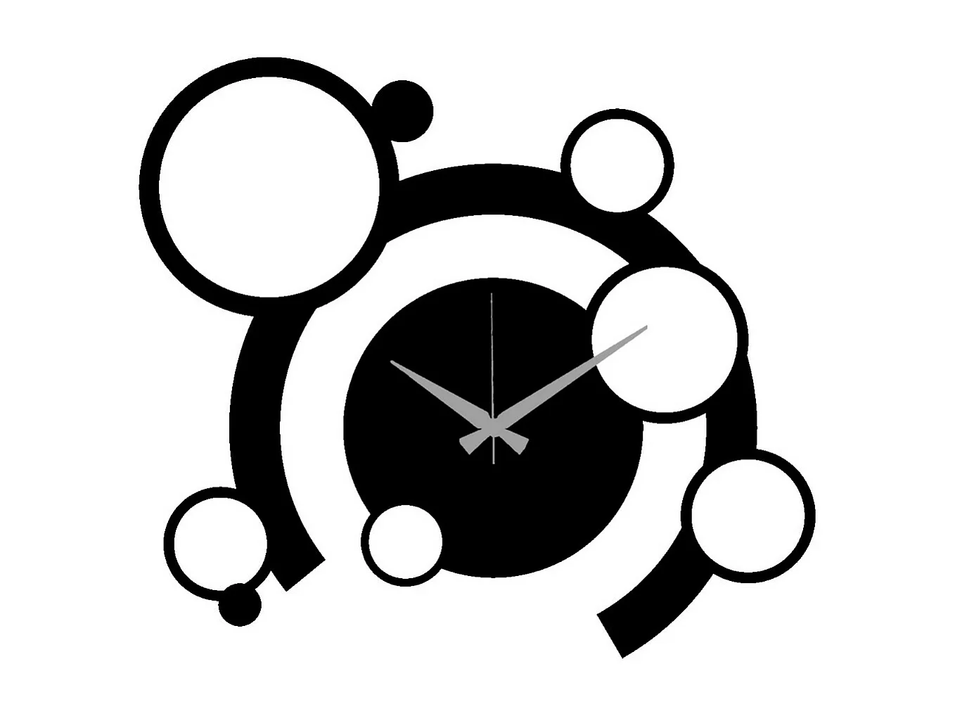 Horloge Murale Cercles 9, Noir, 45x0,15x40 cm, EPIKASA