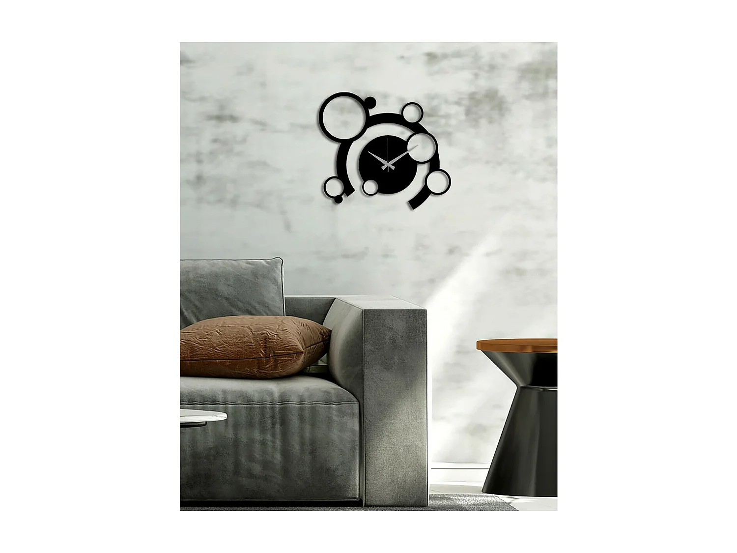 Horloge Murale Cercles 9, Noir, 45x0,15x40 cm, EPIKASA