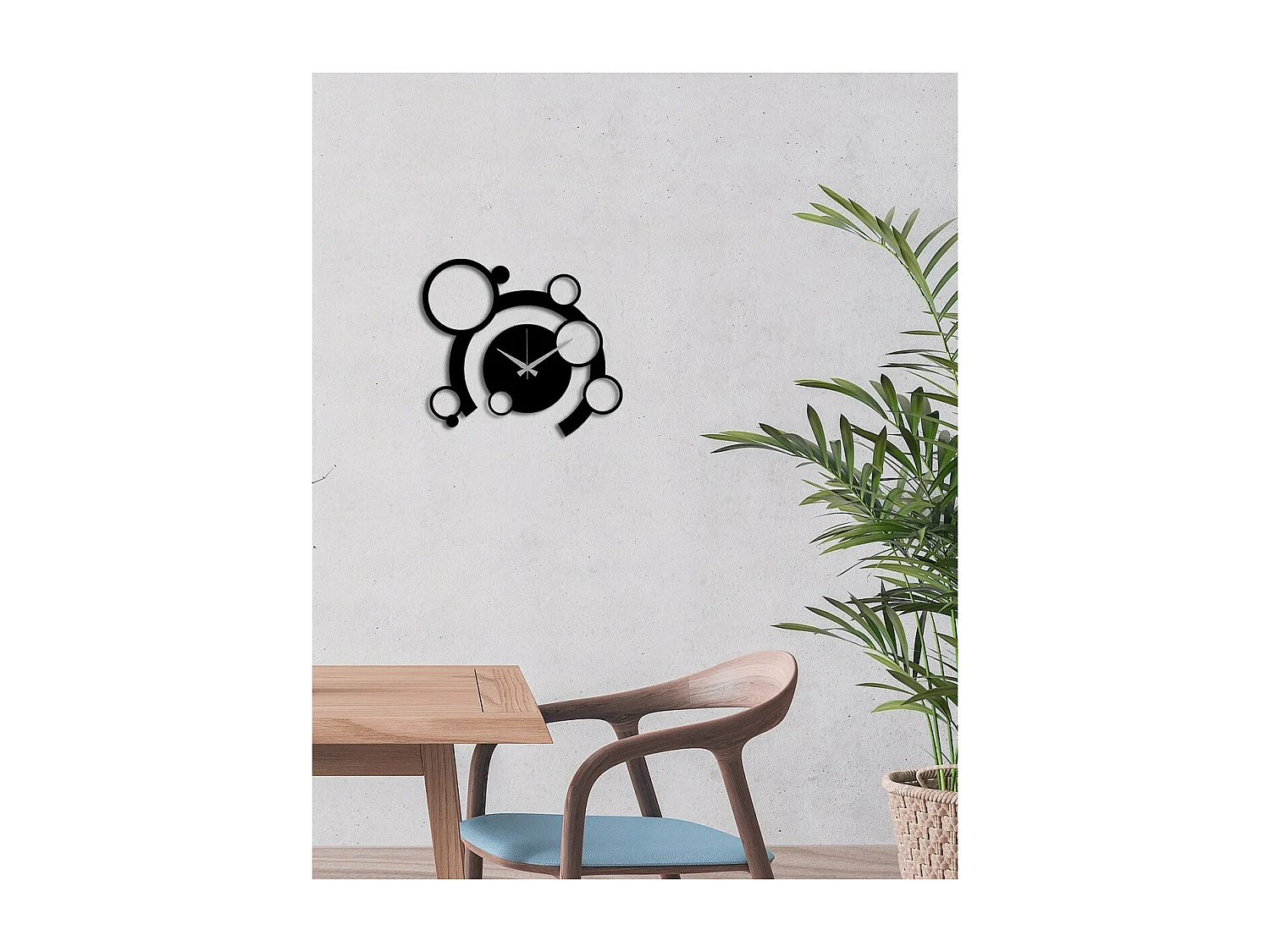 Horloge Murale Cercles 9, Noir, 45x0,15x40 cm, EPIKASA