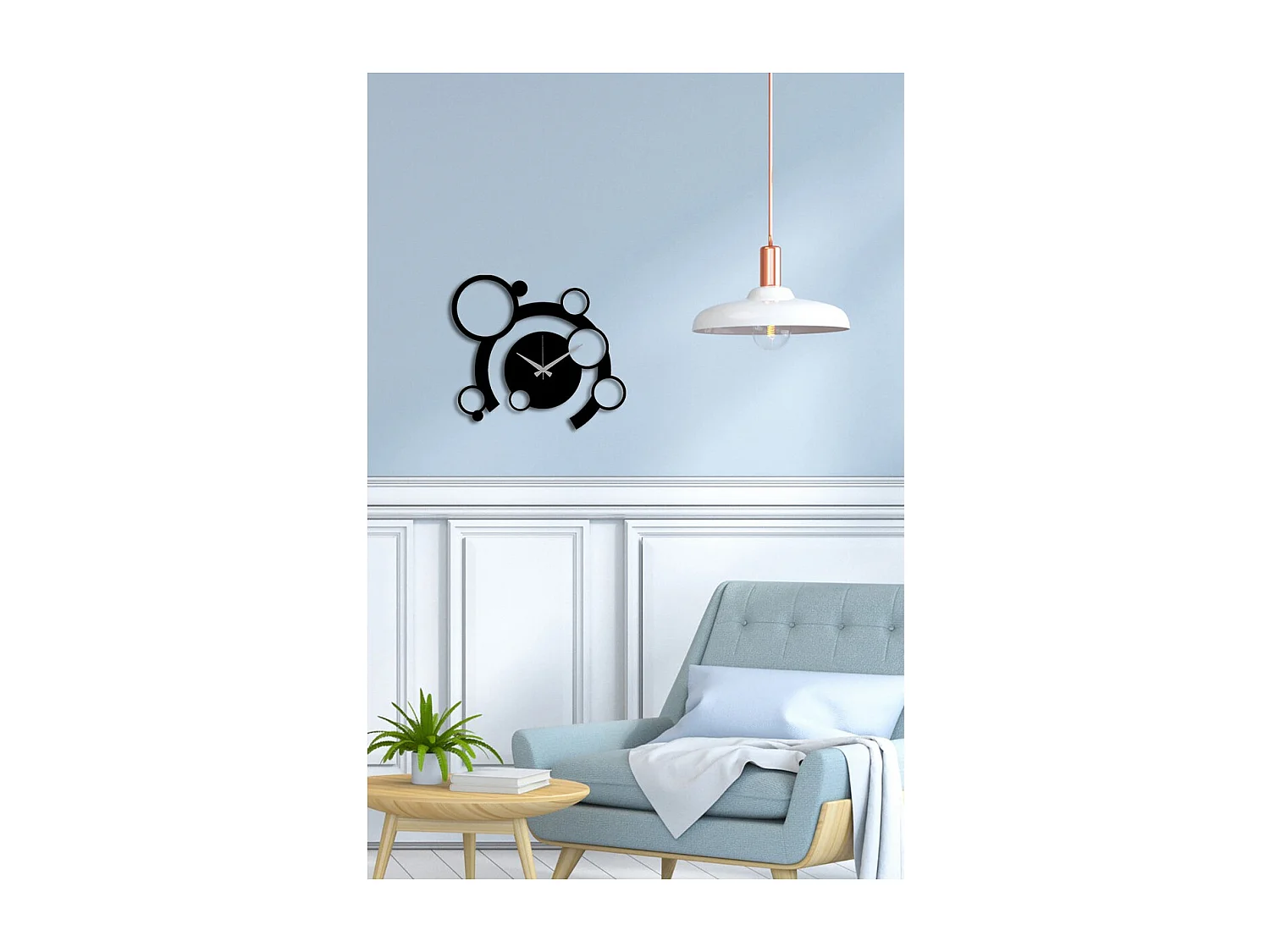 Horloge Murale Cercles 9, Noir, 45x0,15x40 cm, EPIKASA