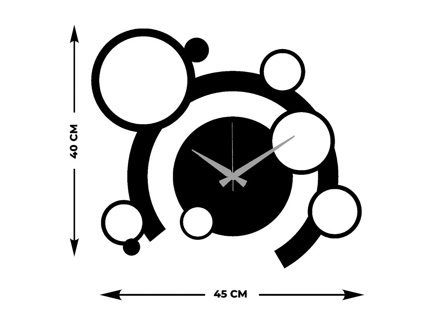 Horloge Murale Cercles 9, Noir, 45x0,15x40 cm, EPIKASA