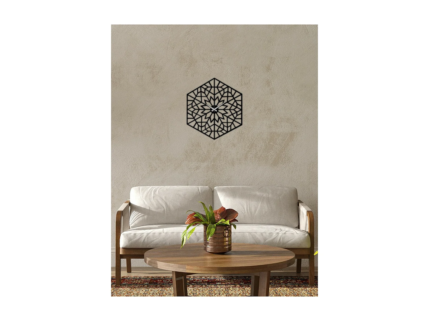 Horloge Murale Géométrique 23, Noir, 50x0,15x56 cm, EPIKASA