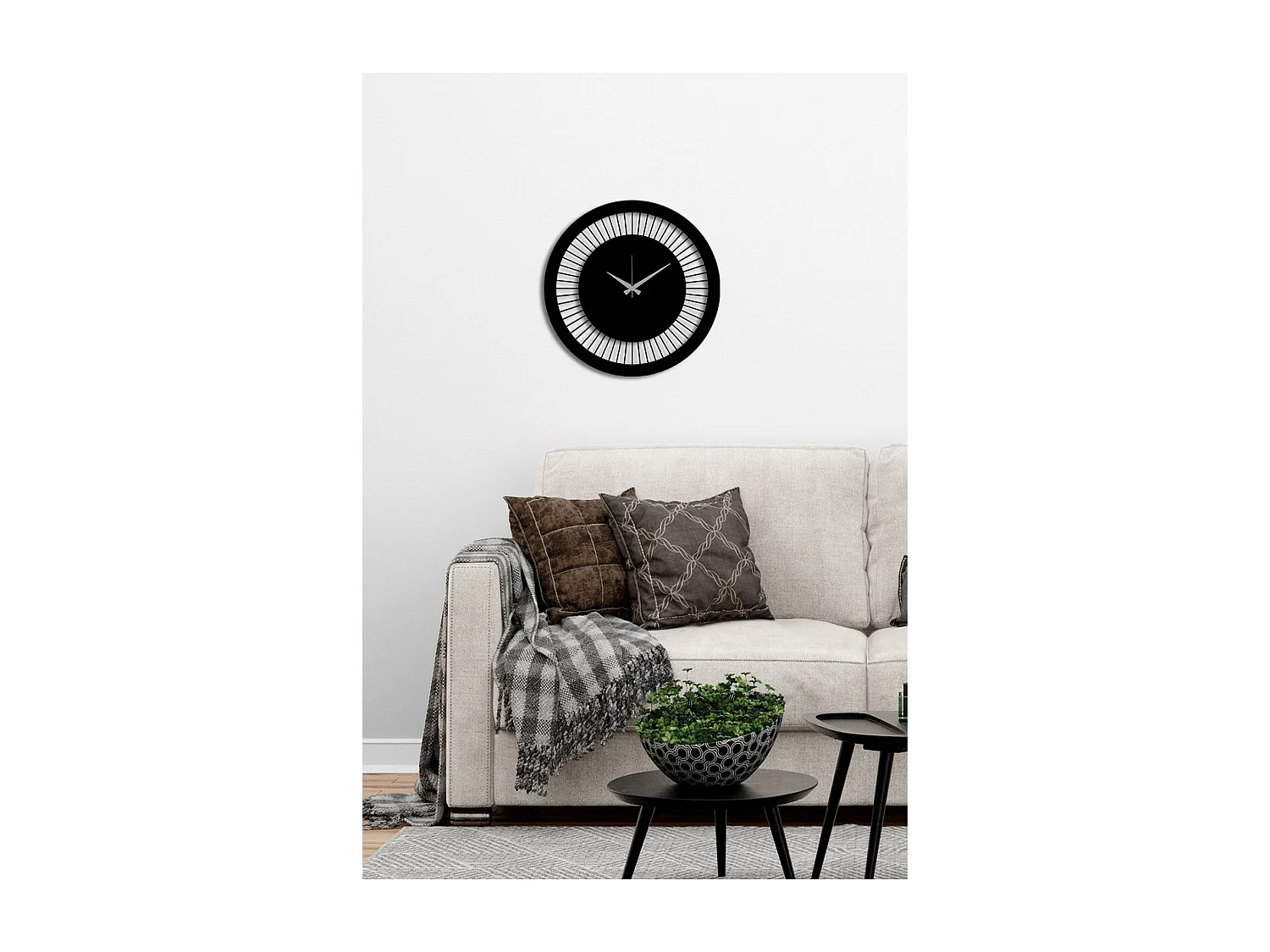 Horloge Murale Géométrique 57, Noir, 40x0,15x40 cm cm, EPIKASA