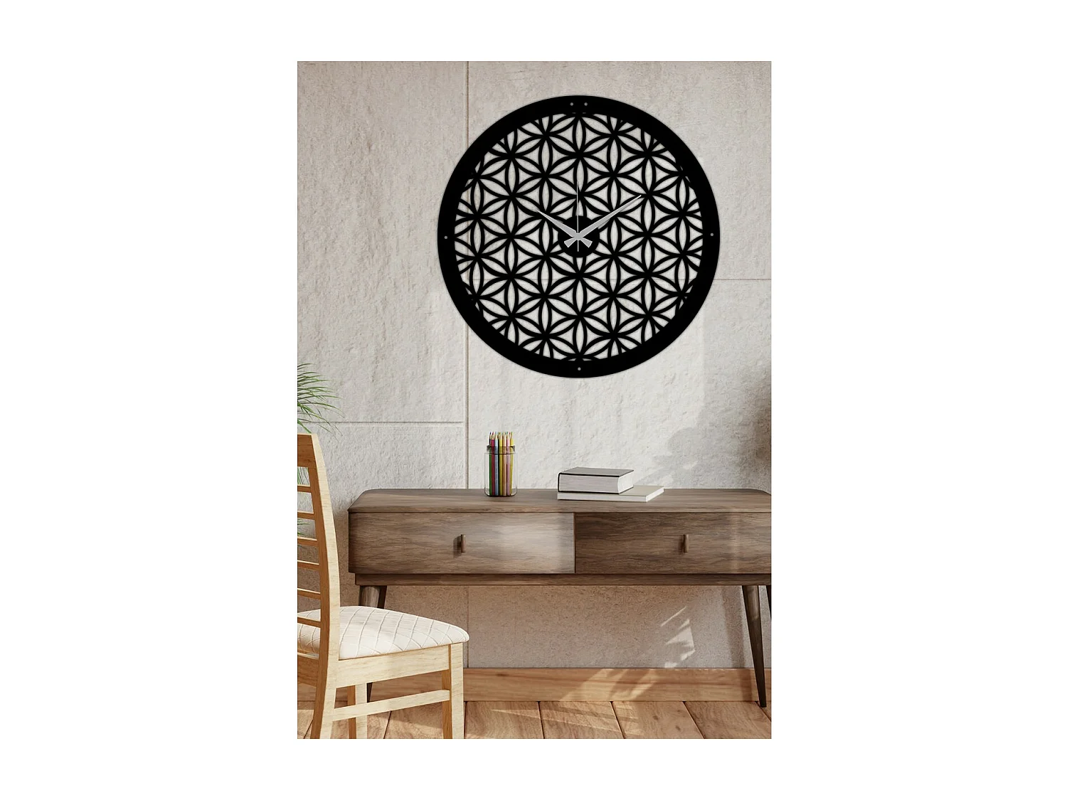 Horloge Murale Géométrique 27, Noir, 50x0,15x50 cm, EPIKASA