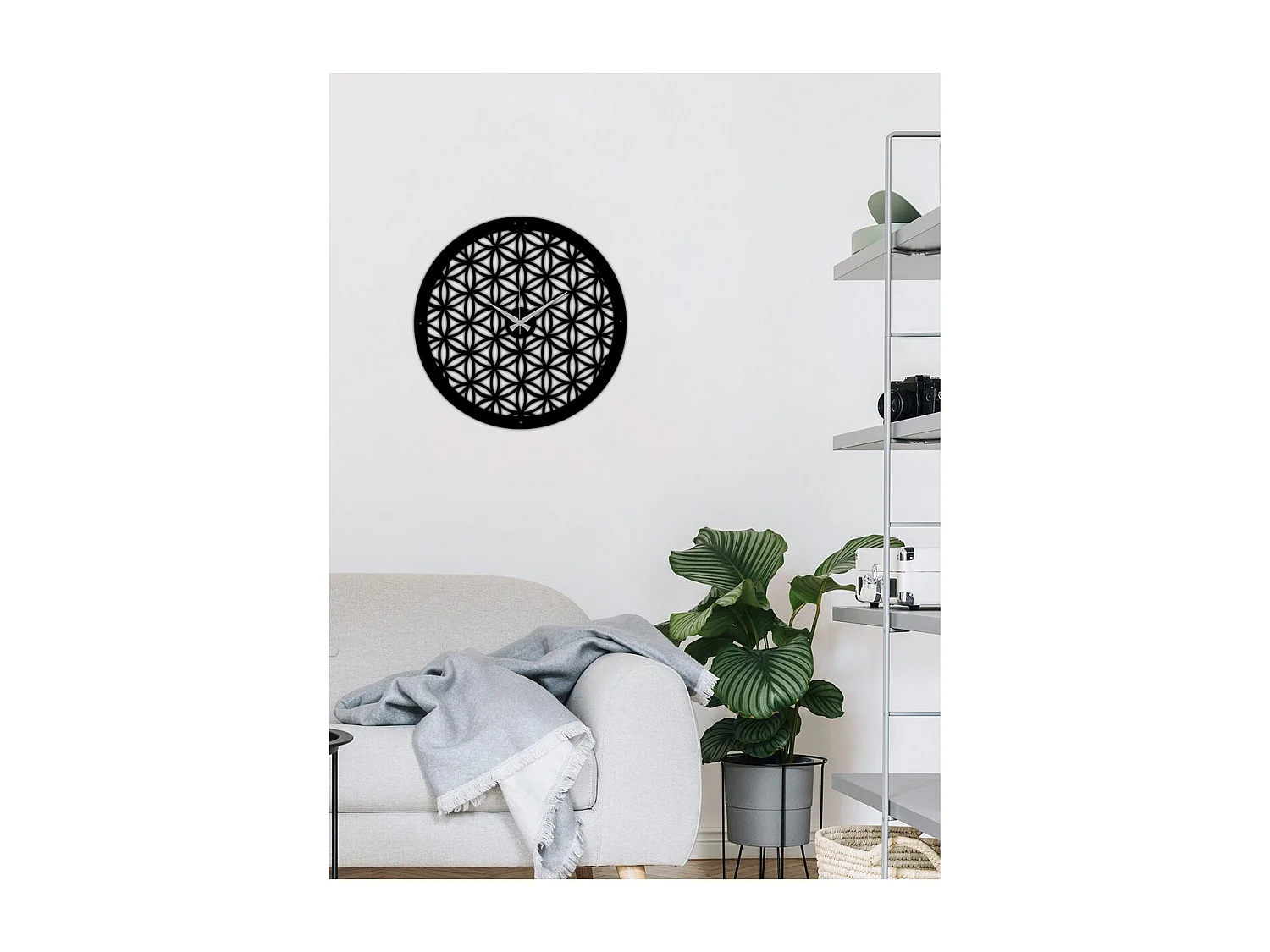 Horloge Murale Géométrique 27, Noir, 50x0,15x50 cm, EPIKASA