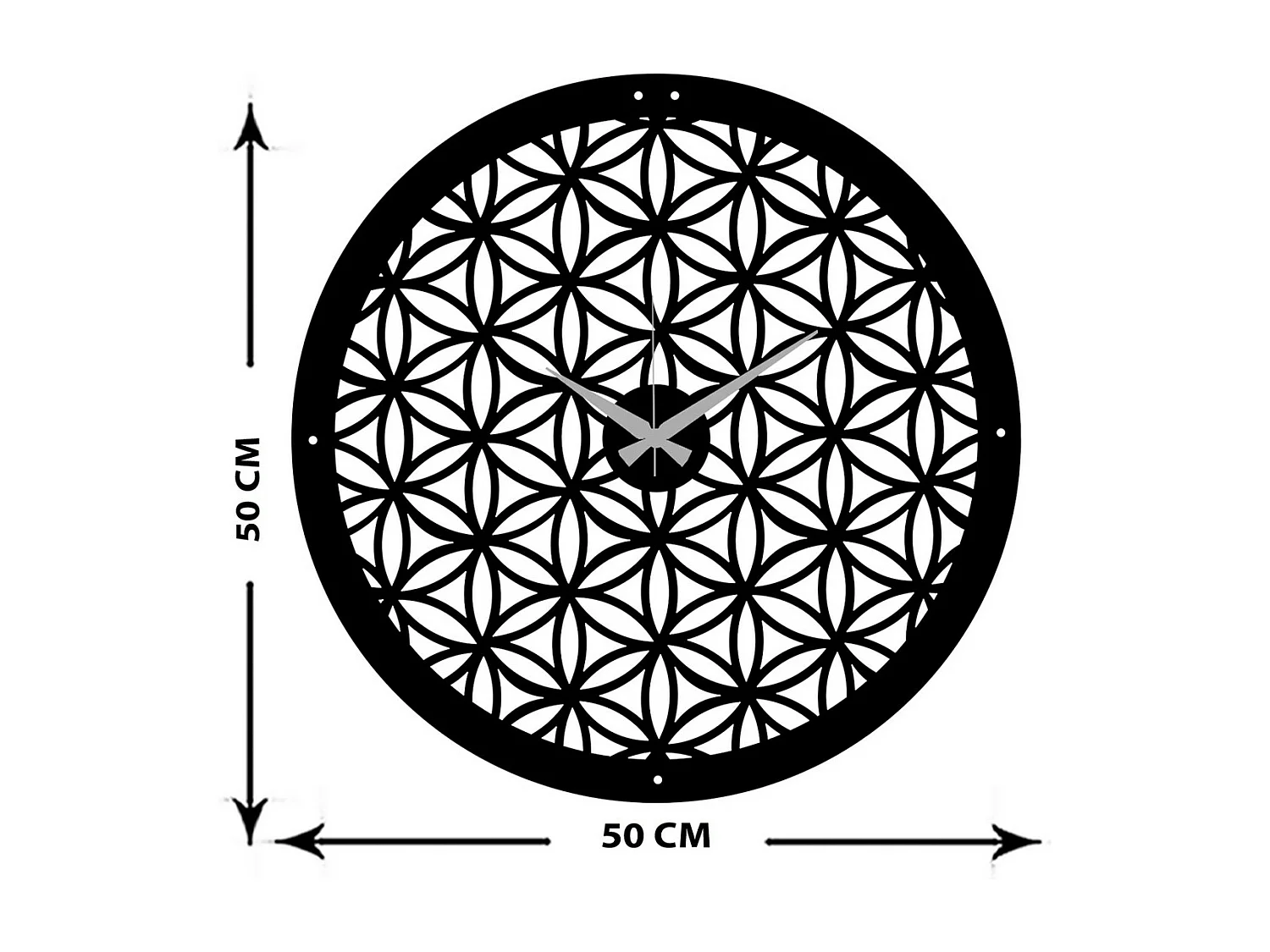Horloge Murale Géométrique 27, Noir, 50x0,15x50 cm, EPIKASA