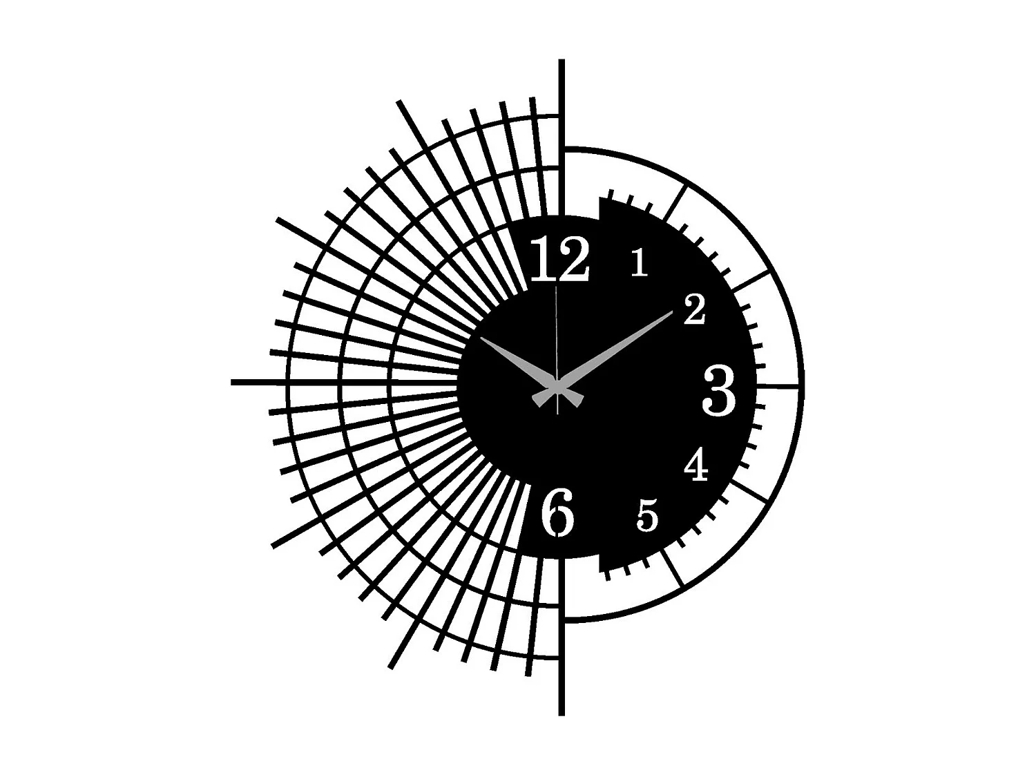 Horloge Murale Géométrique 64, Noir, 44x0,15x50 cm, EPIKASA