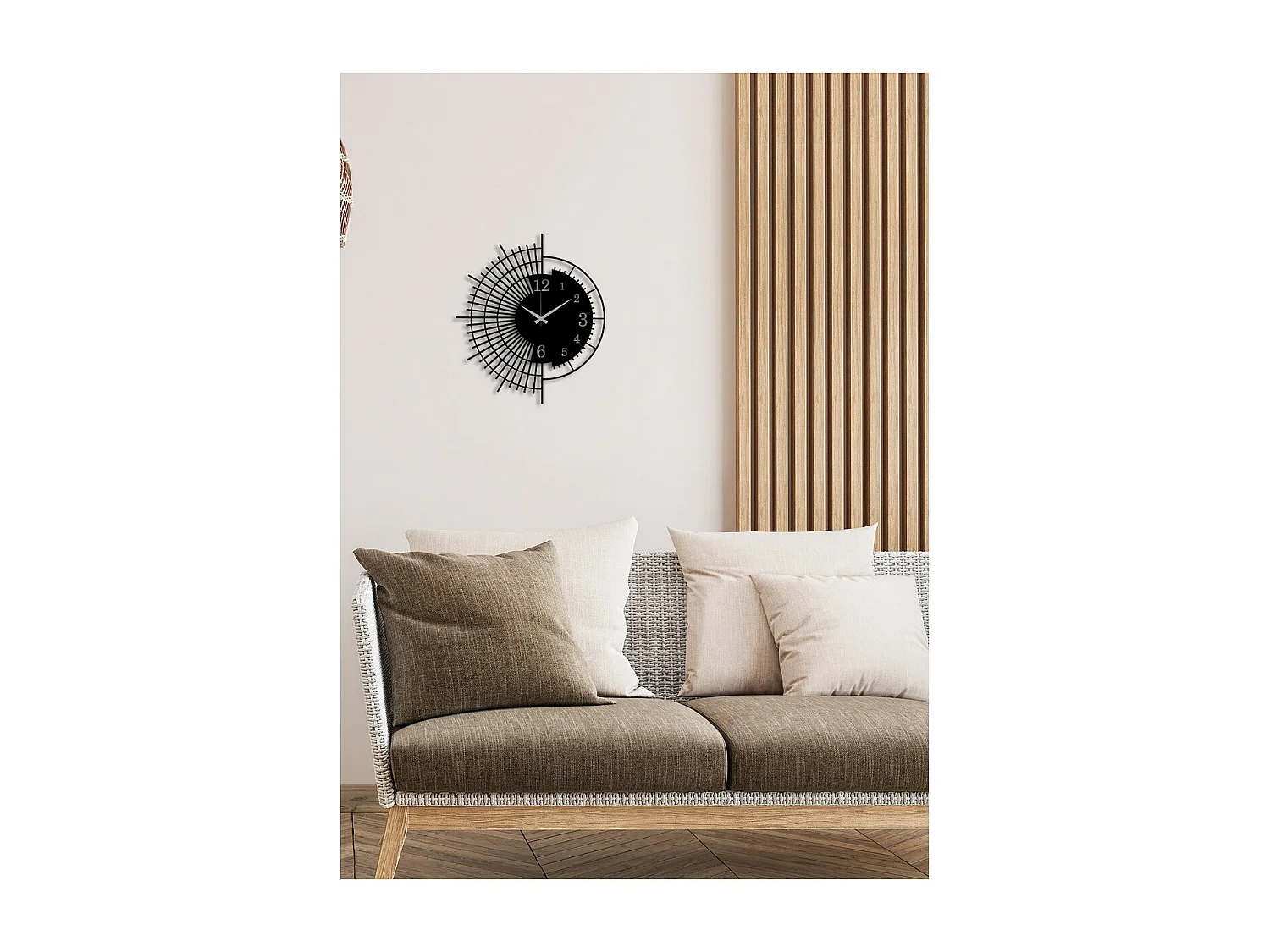 Horloge Murale Géométrique 64, Noir, 44x0,15x50 cm, EPIKASA