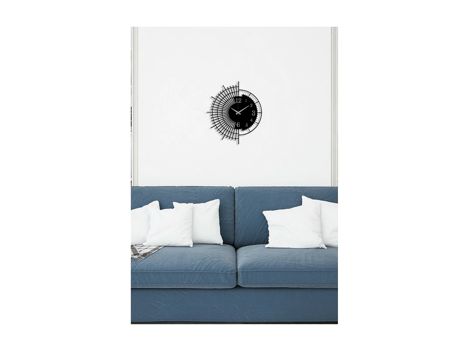 Horloge Murale Géométrique 64, Noir, 44x0,15x50 cm, EPIKASA