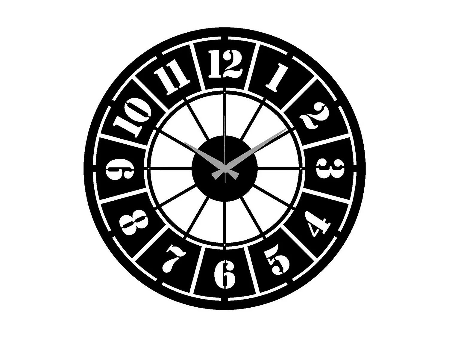 Horloge Murale Roulette, Noir, 50x0,15x50 cm, EPIKASA