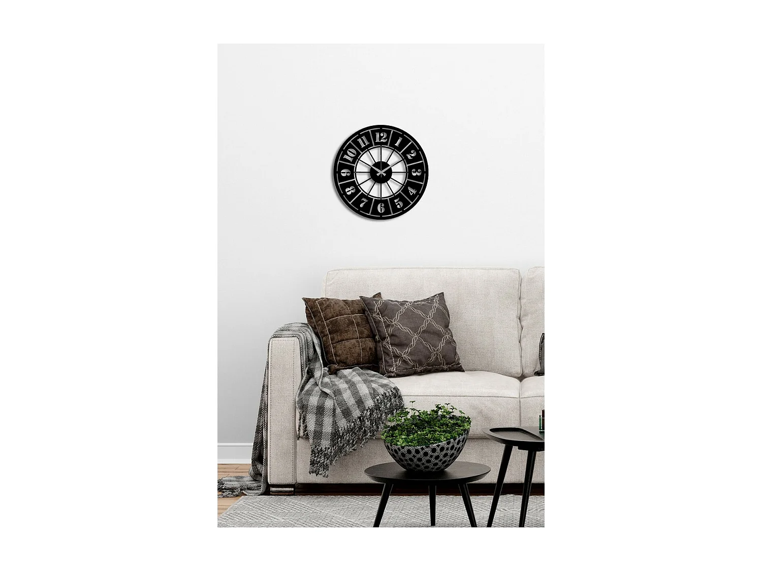 Horloge Murale Roulette, Noir, 50x0,15x50 cm, EPIKASA