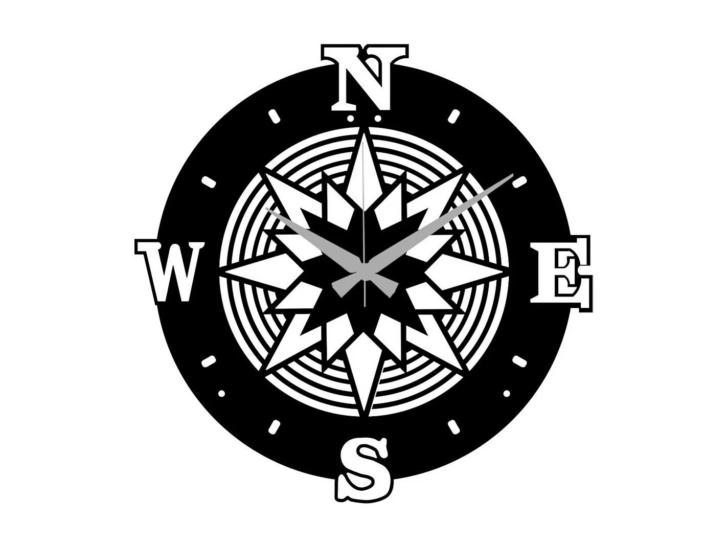 Zegar ścienny Róża wiatrów 1, Czarny, 42x0,15x42 cm, EPIKASA