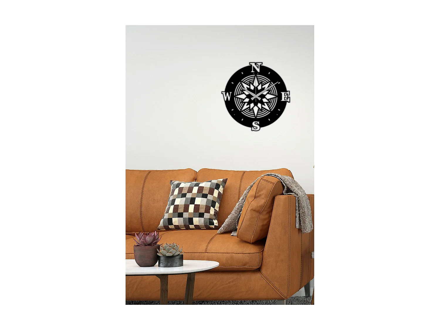 Zegar ścienny Róża wiatrów 1, Czarny, 42x0,15x42 cm, EPIKASA