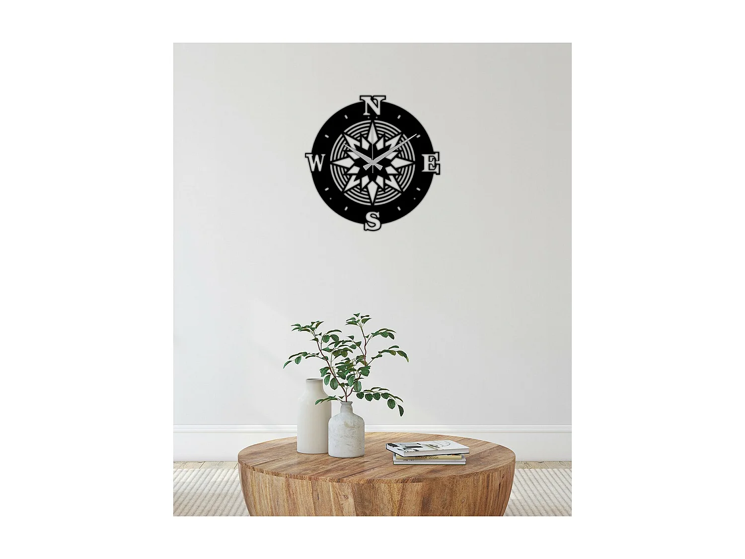 Zegar ścienny Róża wiatrów 1, Czarny, 42x0,15x42 cm, EPIKASA
