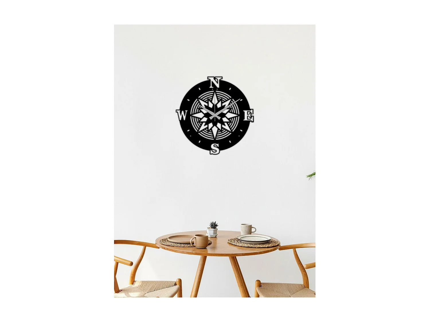 Zegar ścienny Róża wiatrów 1, Czarny, 42x0,15x42 cm, EPIKASA