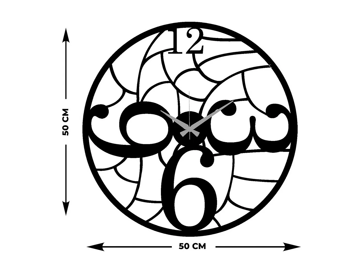Reloj de Pared Números 43, Negro, 50x0,15x50 cm, EPIKASA