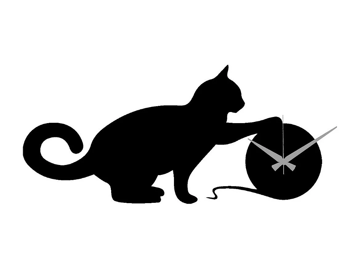 Relógio de Parede Gato 3, Preto, 50x0,15x23 cm cm, EPIKASA