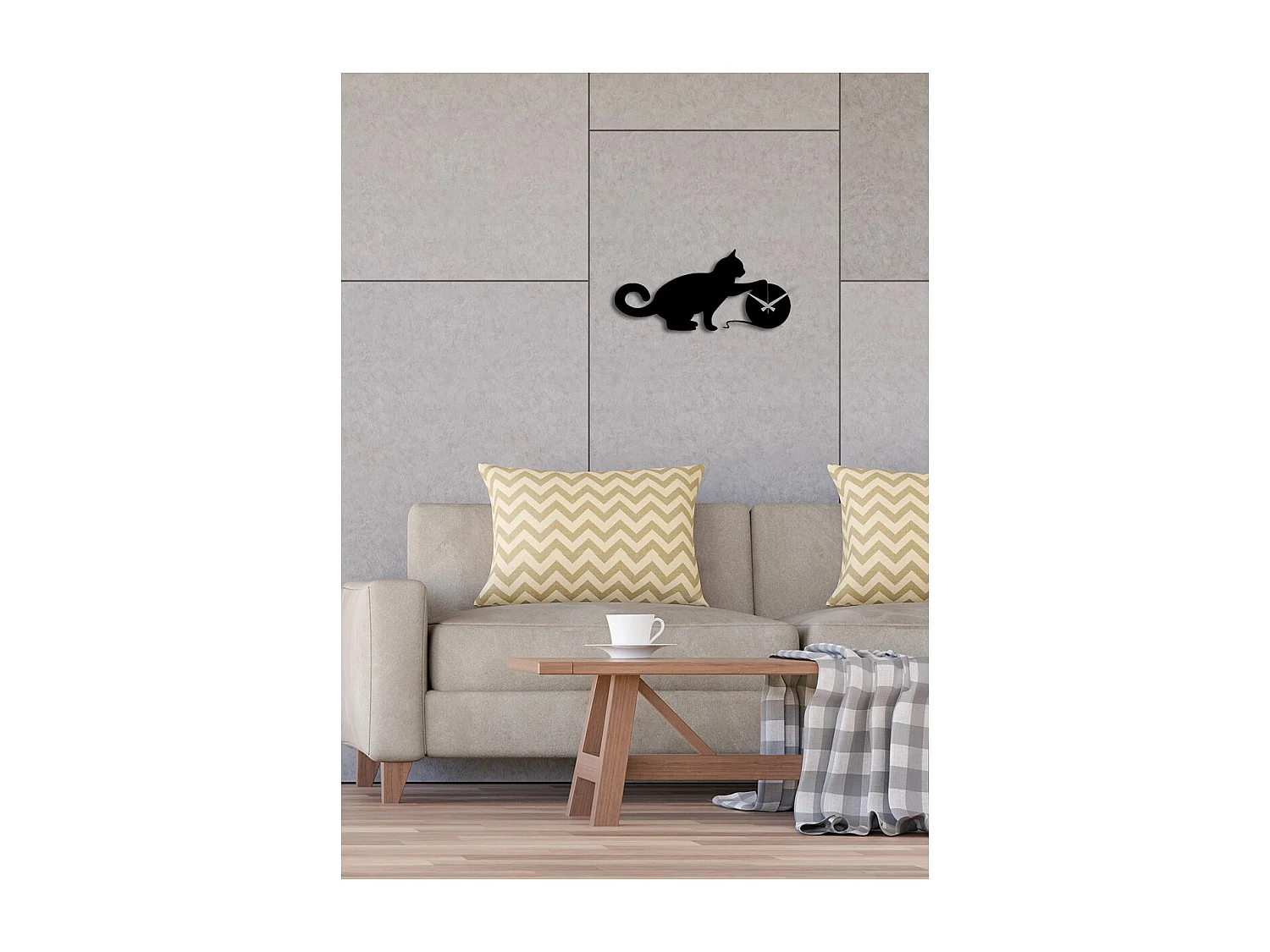 Relógio de Parede Gato 3, Preto, 50x0,15x23 cm cm, EPIKASA