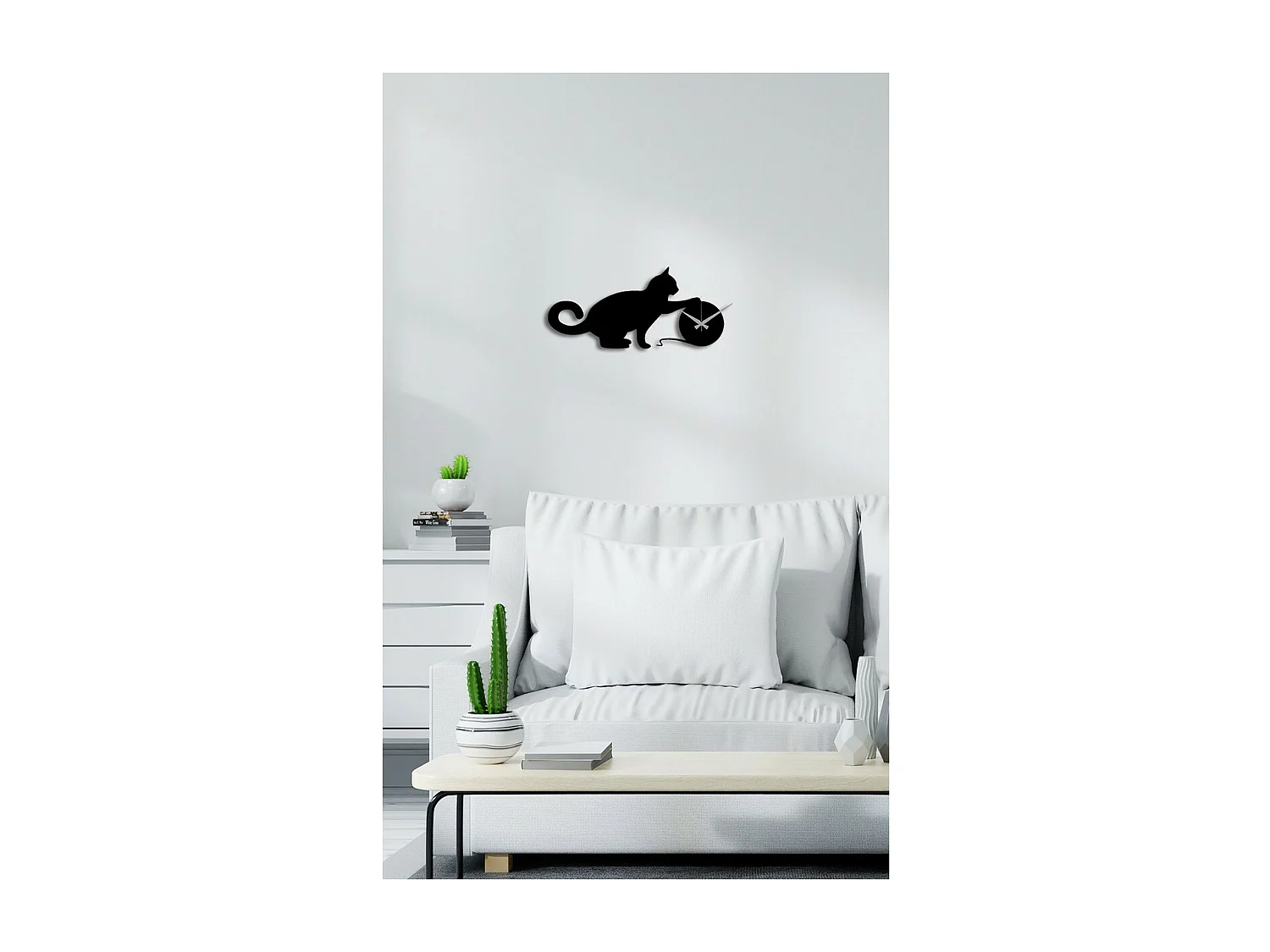 Relógio de Parede Gato 3, Preto, 50x0,15x23 cm cm, EPIKASA