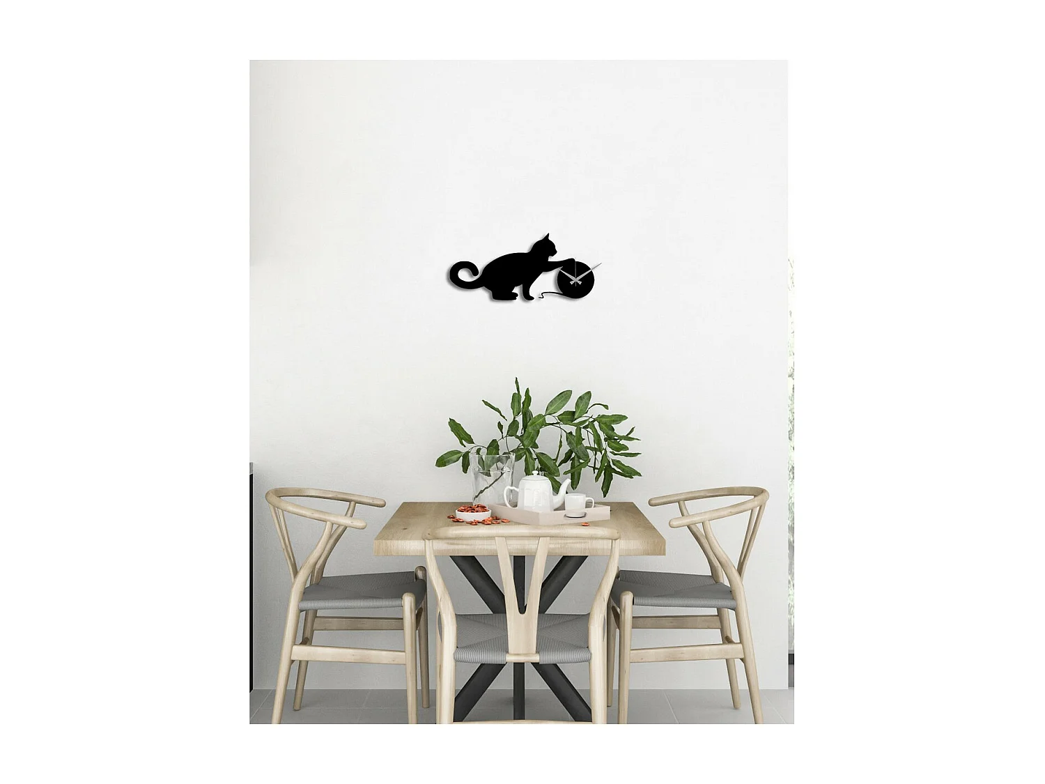 Relógio de Parede Gato 3, Preto, 50x0,15x23 cm cm, EPIKASA