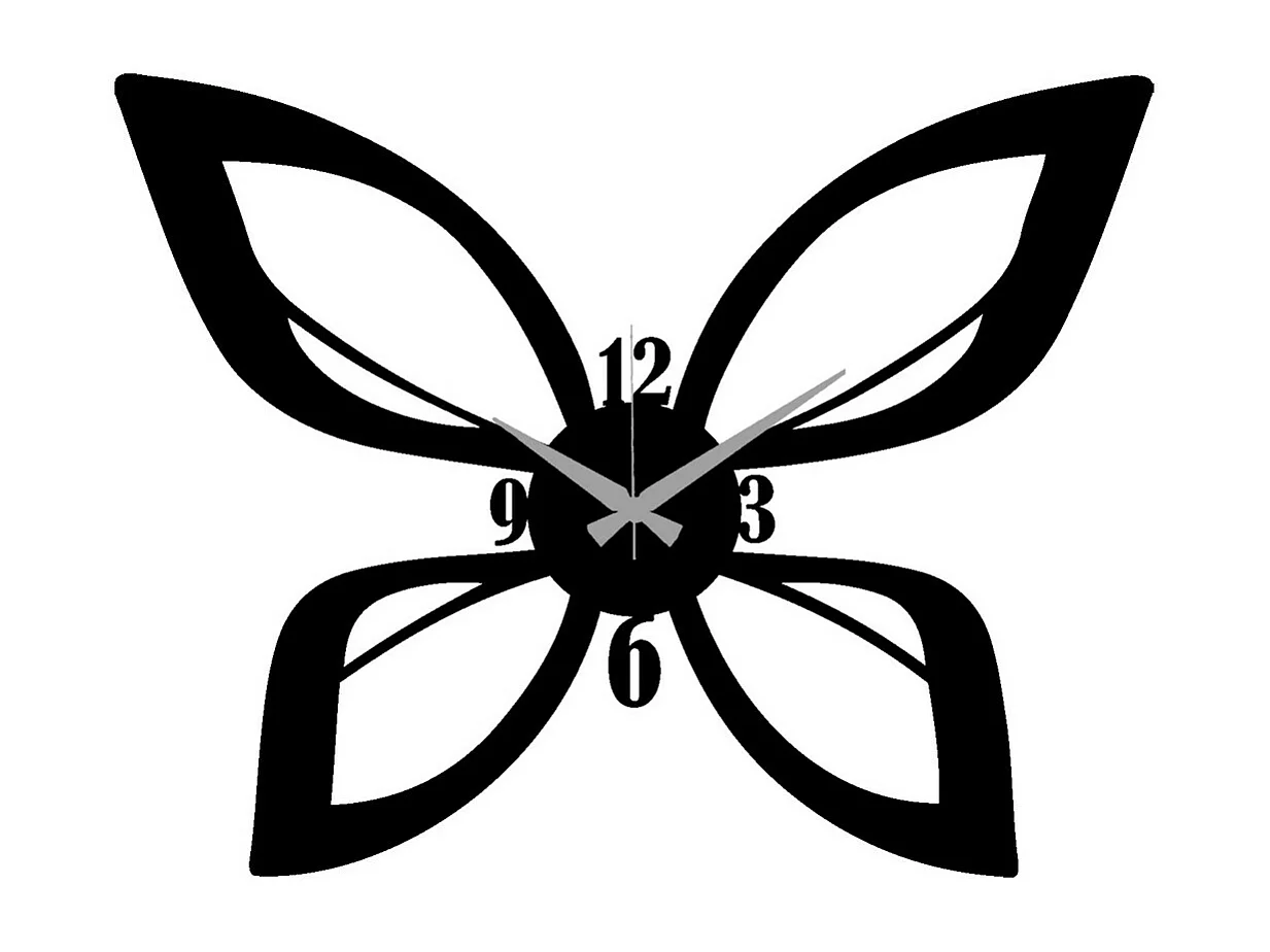 Horloge Murale Papillon, Noir, 45x0,15x35 cm, EPIKASA