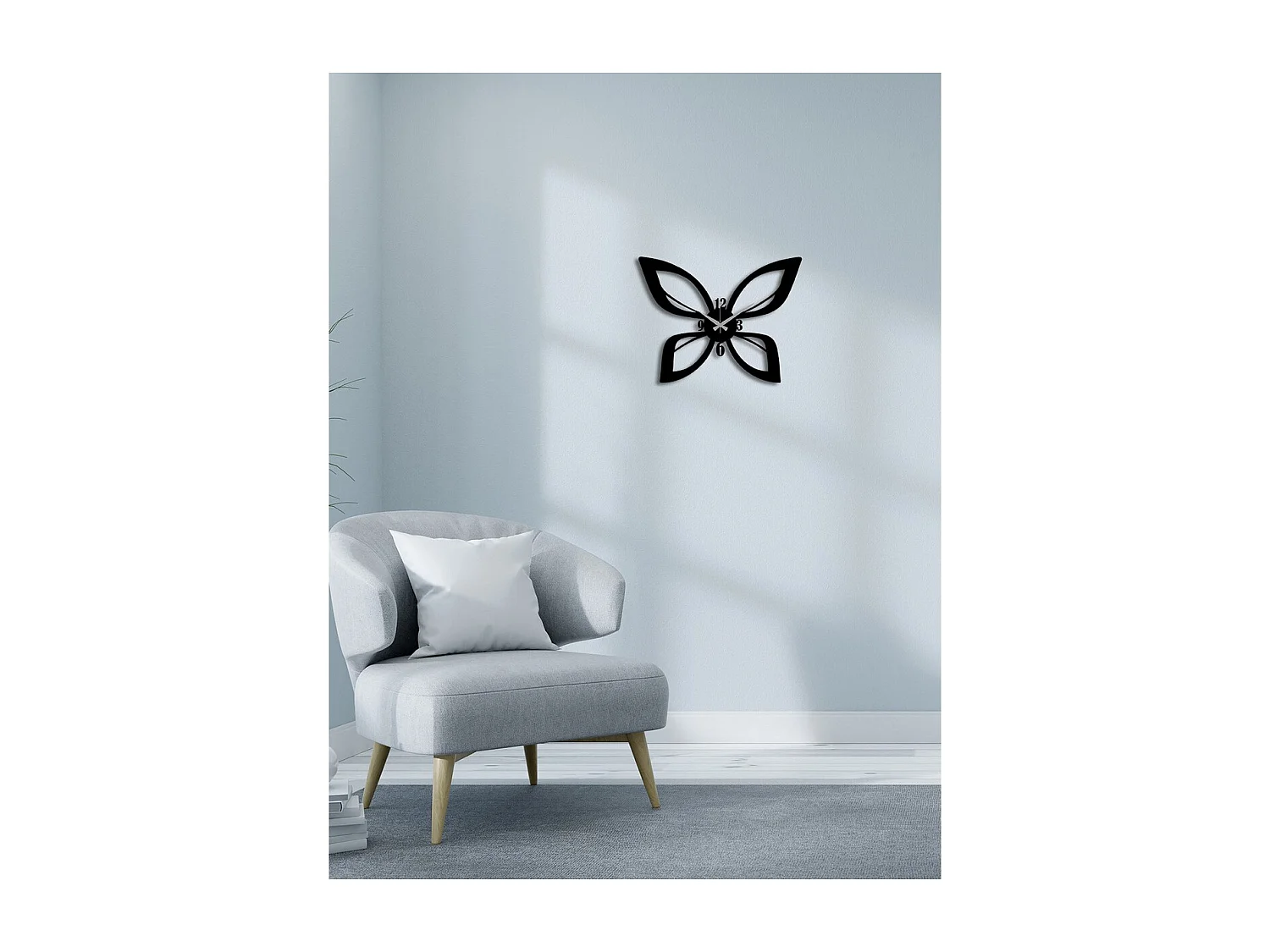 Horloge Murale Papillon, Noir, 45x0,15x35 cm, EPIKASA