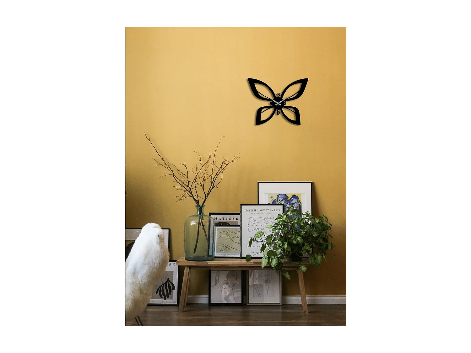 Horloge Murale Papillon, Noir, 45x0,15x35 cm, EPIKASA