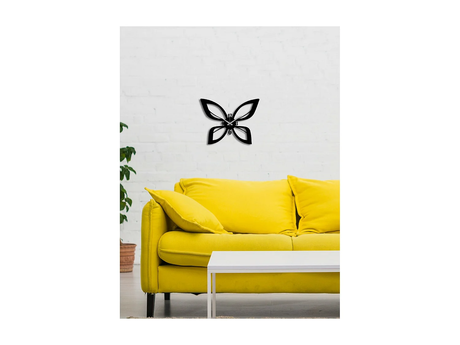 Horloge Murale Papillon, Noir, 45x0,15x35 cm, EPIKASA