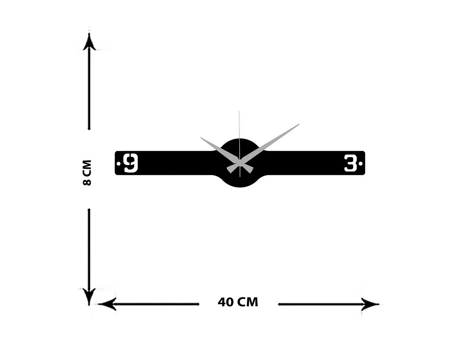 Wandklok Essentieel, Zwart, 40x0,15x8 cm, EPIKASA