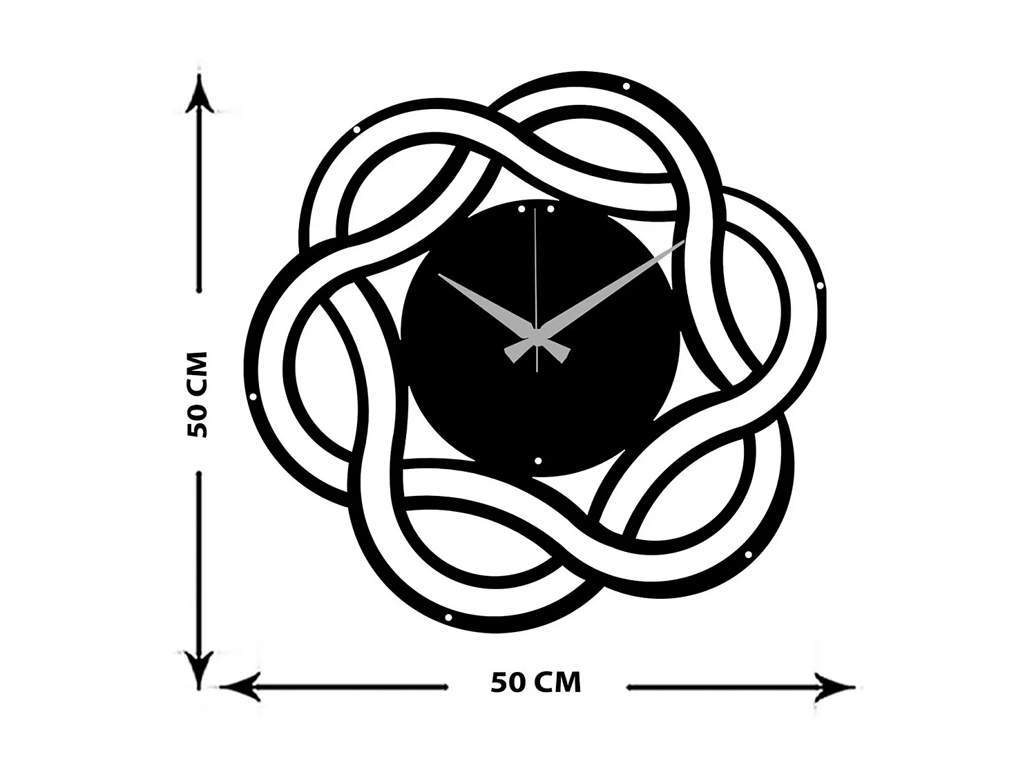 Horloge Murale Géométrique 19, Noir, 51x0,15x49 cm, EPIKASA