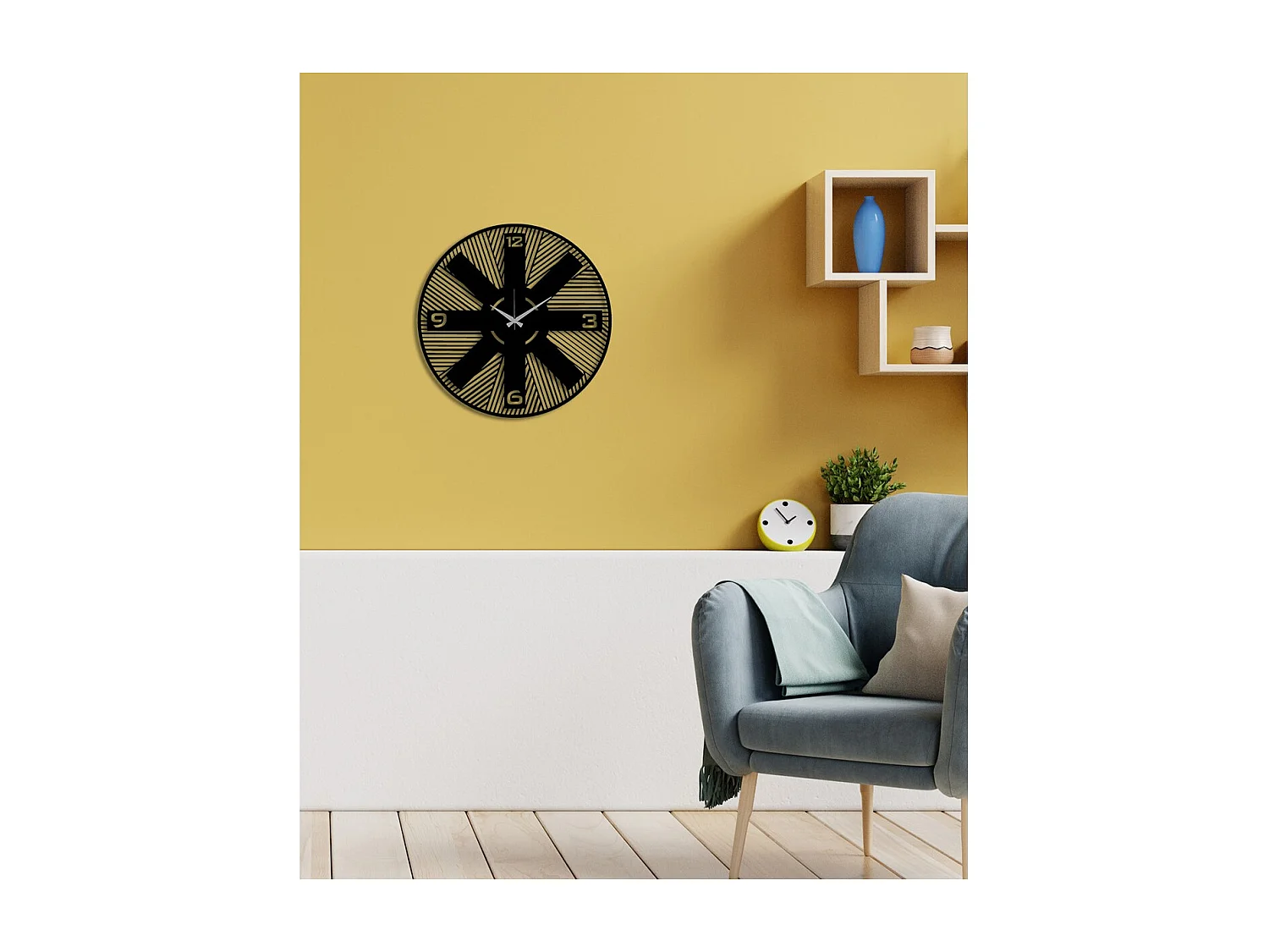 Zegar ścienny Geometryczny 55, Czarny, 50x0,15x50 cm, EPIKASA