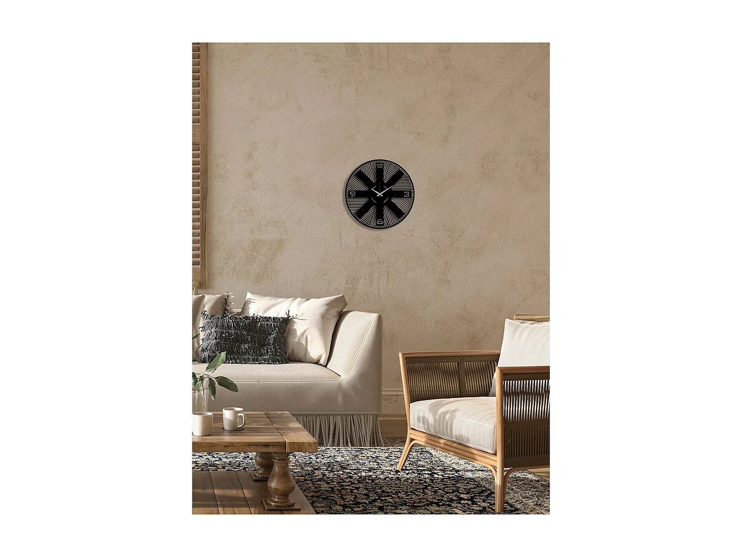 Zegar ścienny Geometryczny 55, Czarny, 50x0,15x50 cm, EPIKASA