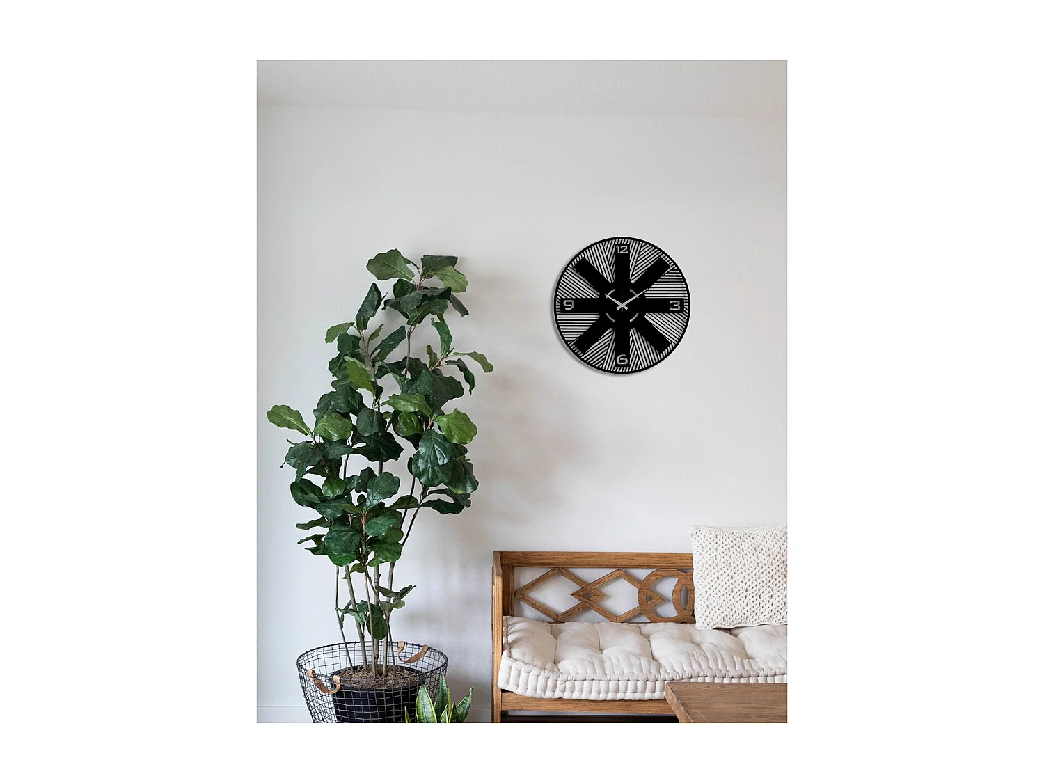 Zegar ścienny Geometryczny 55, Czarny, 50x0,15x50 cm, EPIKASA