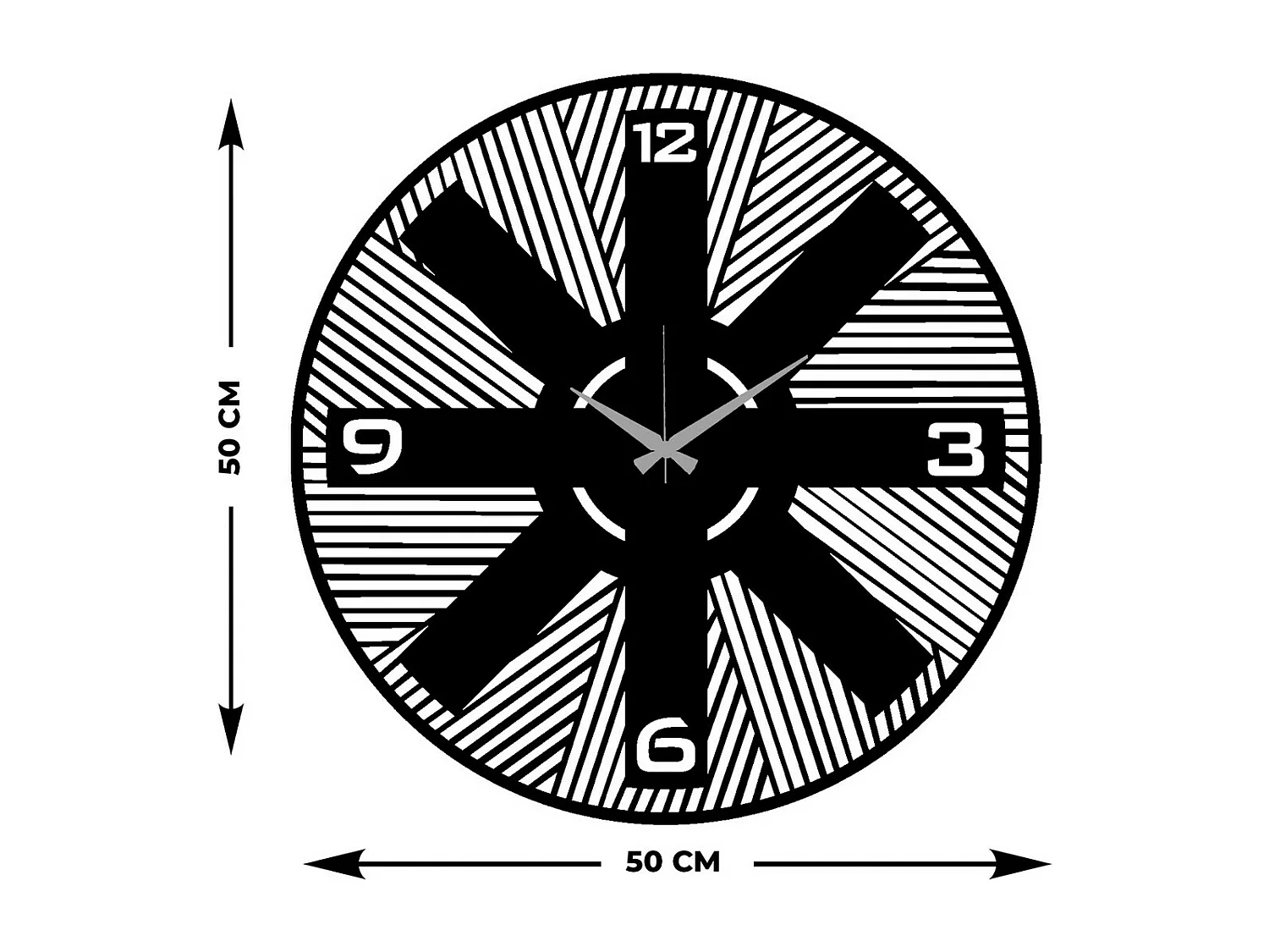 Zegar ścienny Geometryczny 55, Czarny, 50x0,15x50 cm, EPIKASA