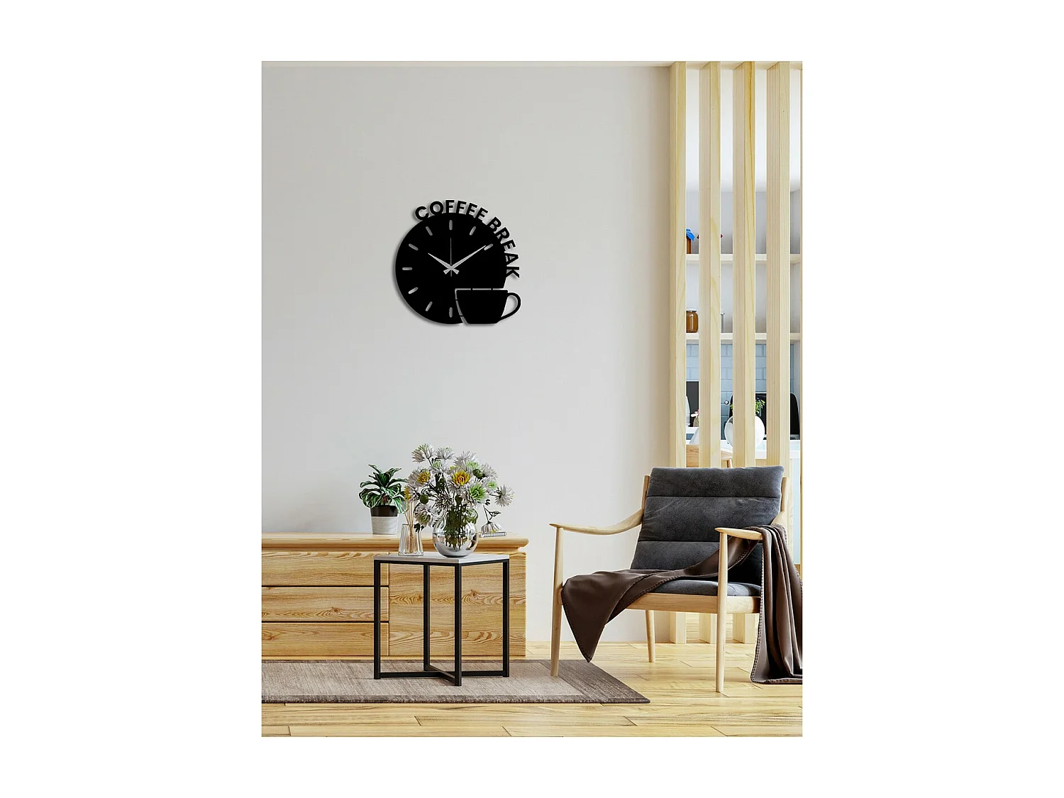 Relógio de Parede Café 1, Preto, 35x0,15x35 cm, EPIKASA