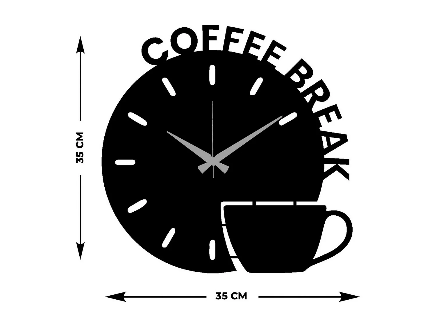 Relógio de Parede Café 1, Preto, 35x0,15x35 cm, EPIKASA