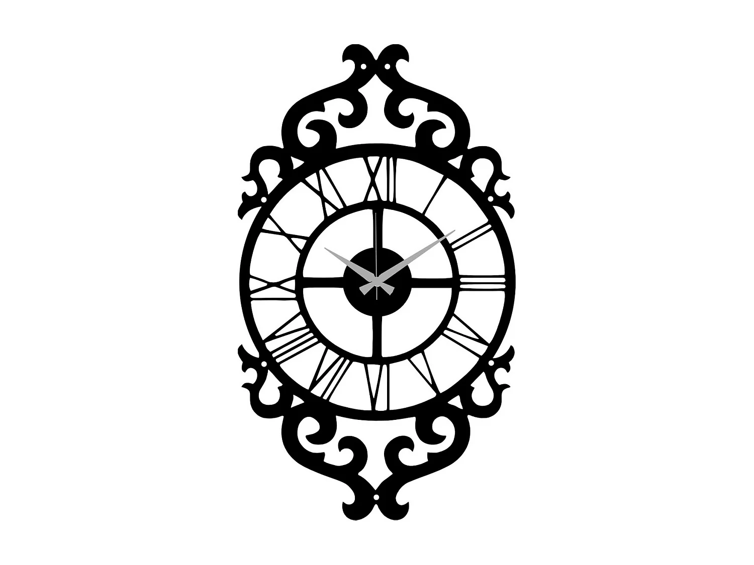 Horloge Murale Baroque 1, Noir, 29x0,15x50 cm, EPIKASA