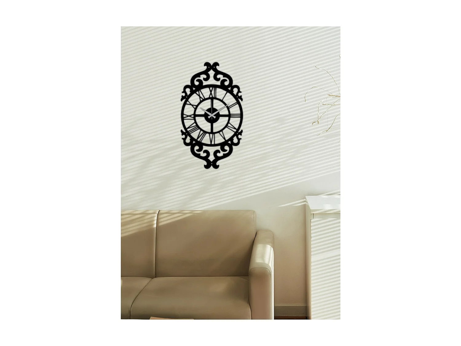 Horloge Murale Baroque 1, Noir, 29x0,15x50 cm, EPIKASA