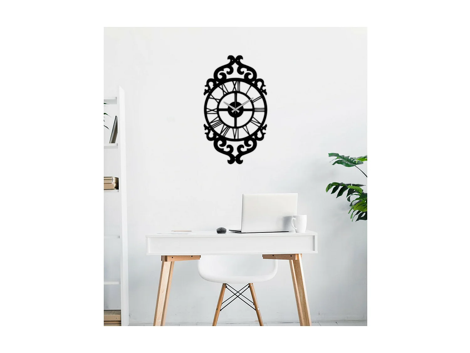 Horloge Murale Baroque 1, Noir, 29x0,15x50 cm, EPIKASA