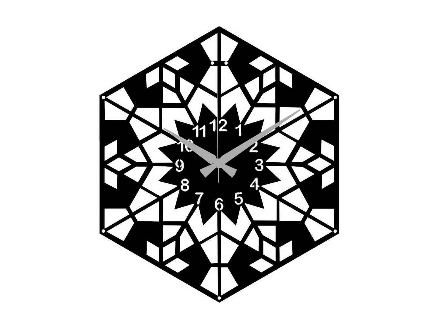 Horloge Murale Géométrique 11, Noir, 44x0,15x50 cm, EPIKASA