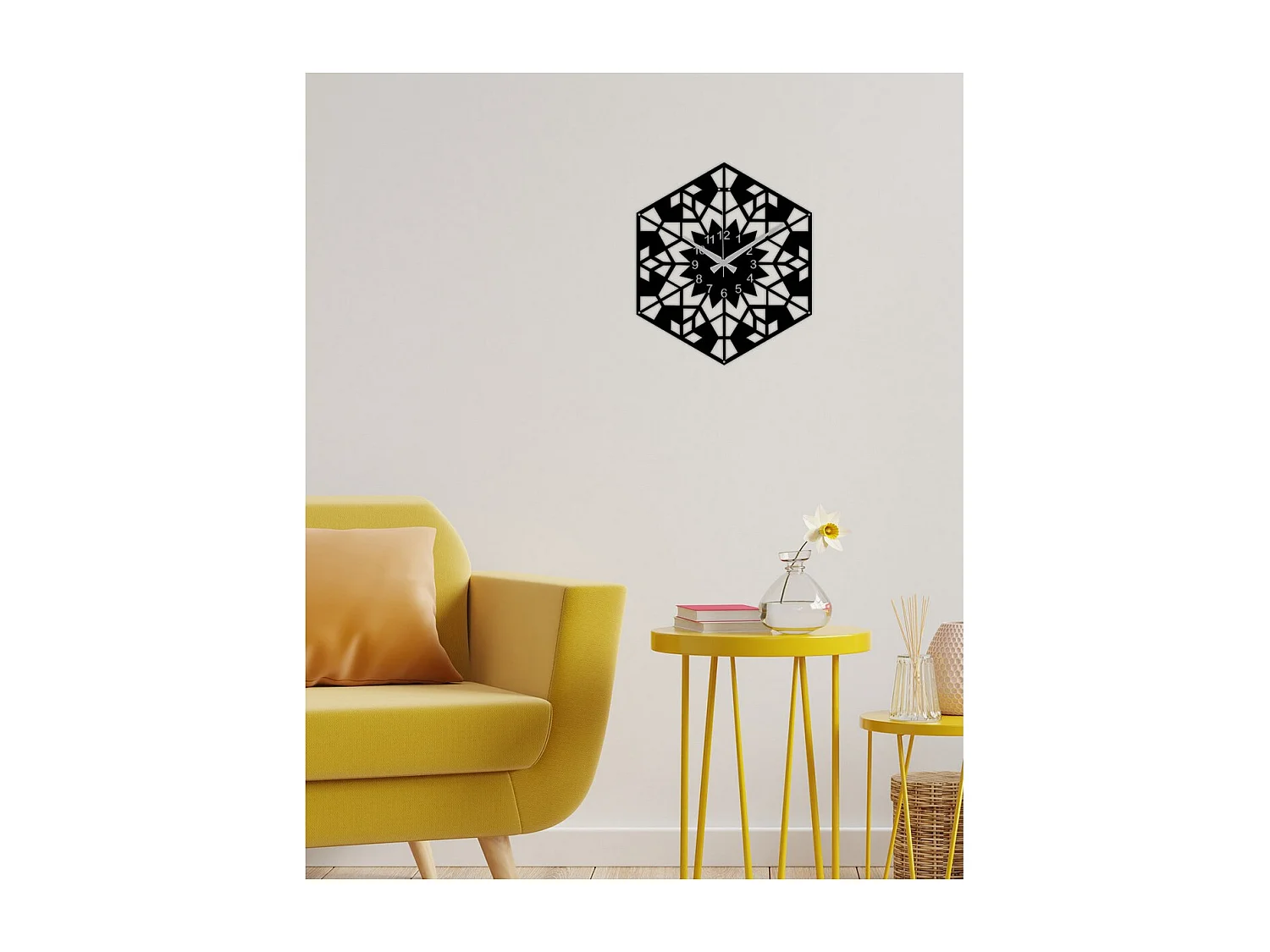 Horloge Murale Géométrique 11, Noir, 44x0,15x50 cm, EPIKASA